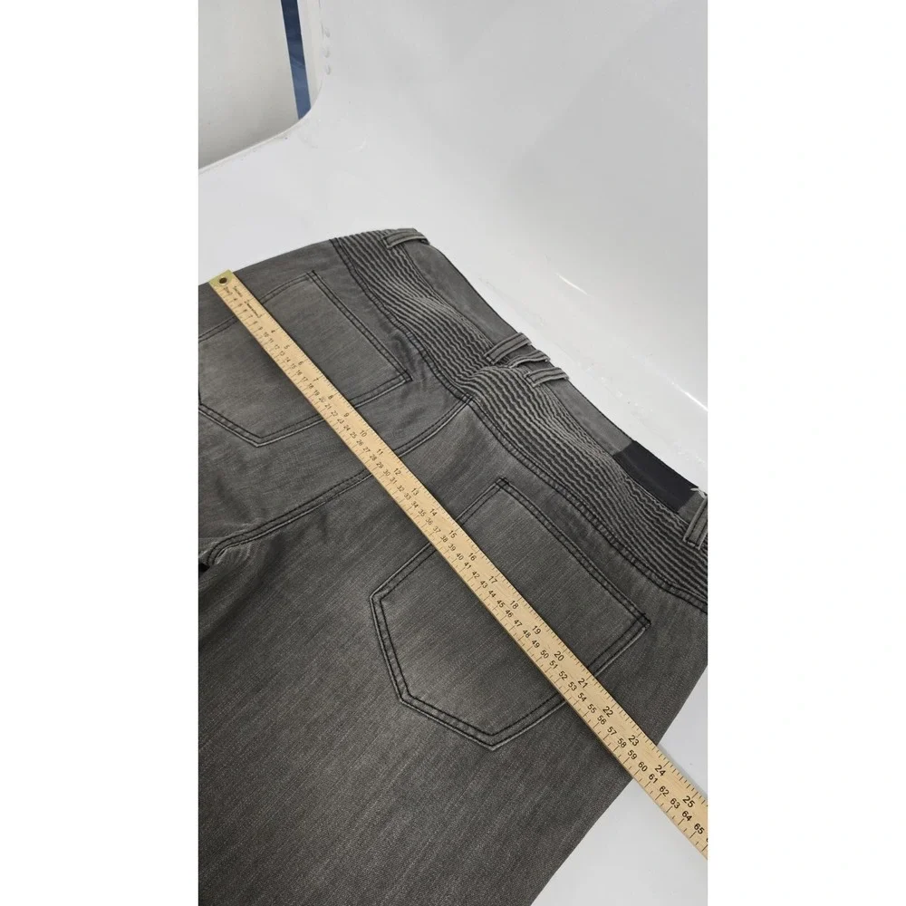 Embellish NYC Mens Moto Biker Jeans Gray Ribbed Knee Zipper Pockets Size 40